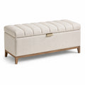 Aufbewahrungsbank Stoff Beige Holz 120cm