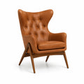 Ohrenbackensessel Leder Massivholz Braun