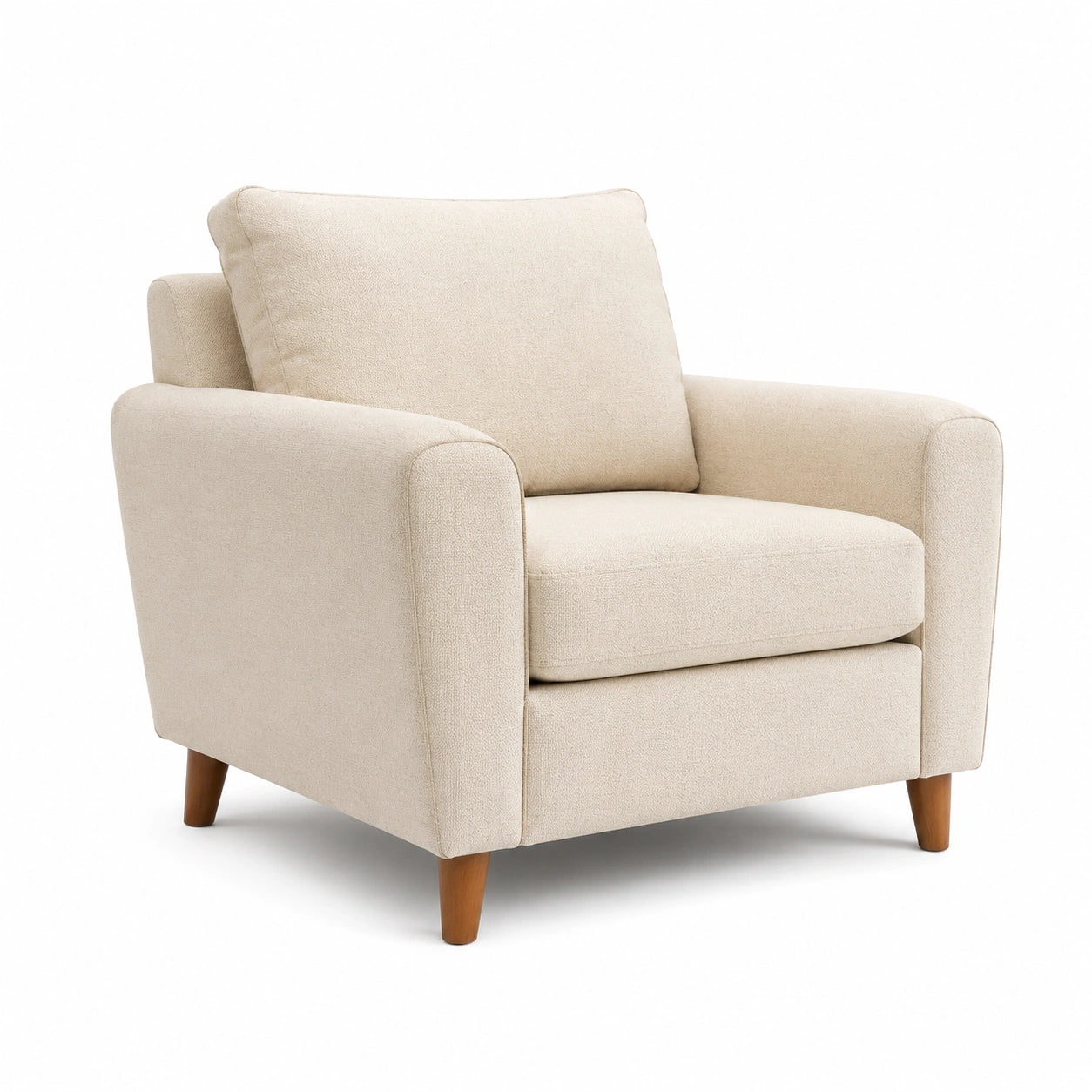 Sessel aus Polyestergewebe Beige mit Massivholzbeinen