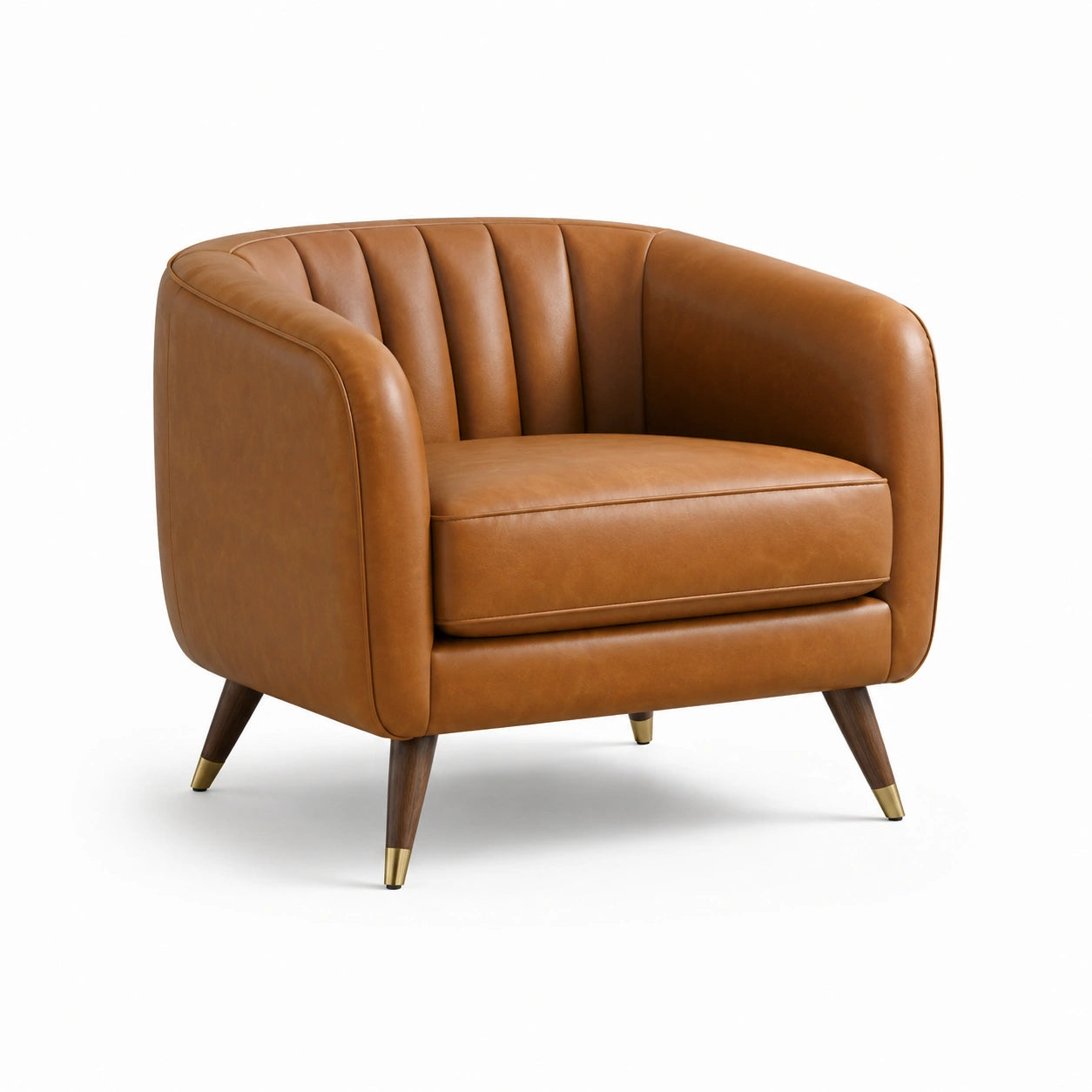 Runder Kunstledersessel Cognac