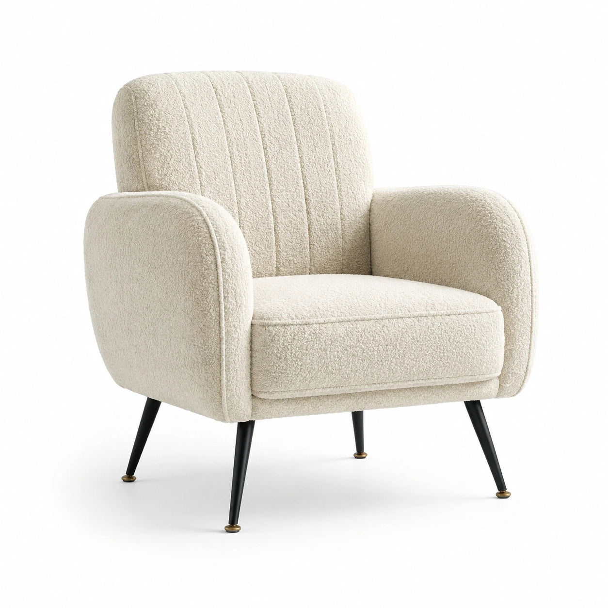 Sessel Bouclé-Stoff Metallbeine Beige