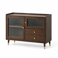 Sideboard aus Walnussholz mit geriffeltem Glas