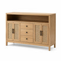 Eichenholz Sideboard mit Rattan-Dekor 120x40x80cm
