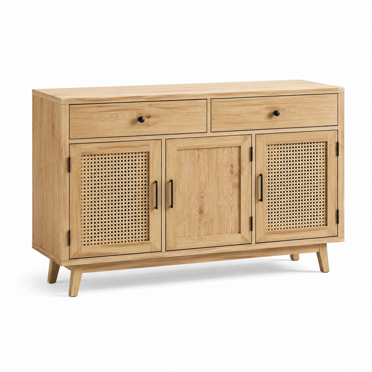 Sideboard aus Eichenholz mit Rattan-Geflecht, 120x40x80 cm