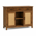 Sideboard aus Massivholz mit Rattan-Türen, Braun