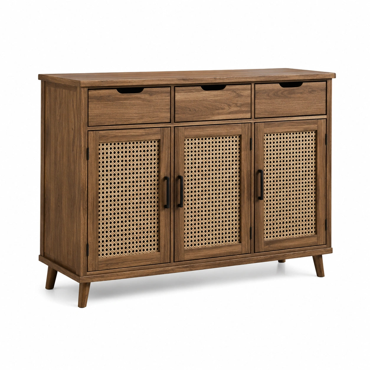 Sideboard aus Holz und Rattan Braun 120x35x80 cm