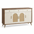 Sideboard aus Walnussholz mit Rattanverzierung, 150x40x80cm