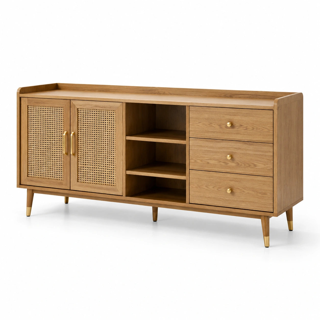 Sideboard aus Eichenholz und Rattan 150x45x70cm