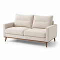 2-Sitzer Sofa Stoff Beige mit Holzrahmen