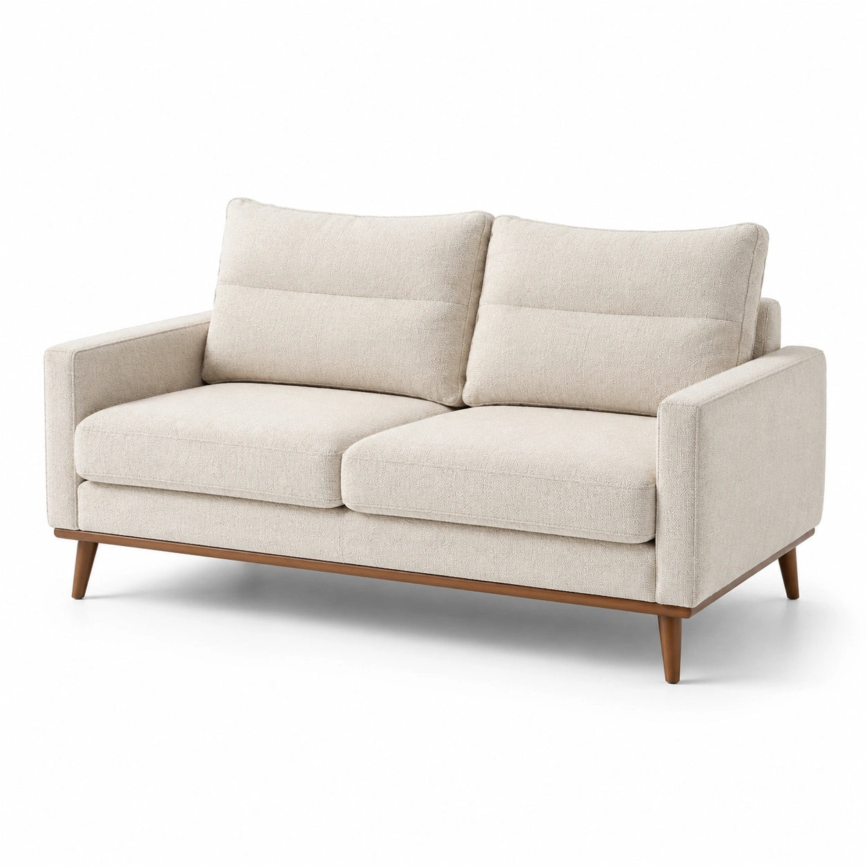 2-Sitzer Sofa Stoff Beige mit Holzrahmen
