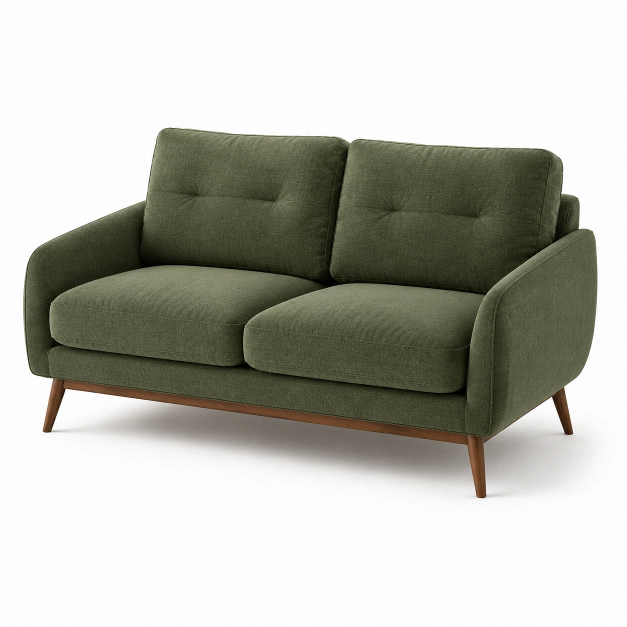 Zweisitzer Sofa mit Holzgestell und Polyestersitz Grün