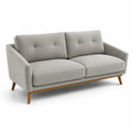 Zweisitzer Sofa aus Stoff mit Holzbeinen Hellgrau 200cm