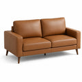 2-Sitzer Sofa Leder Braun mit Massivholzbeinen
