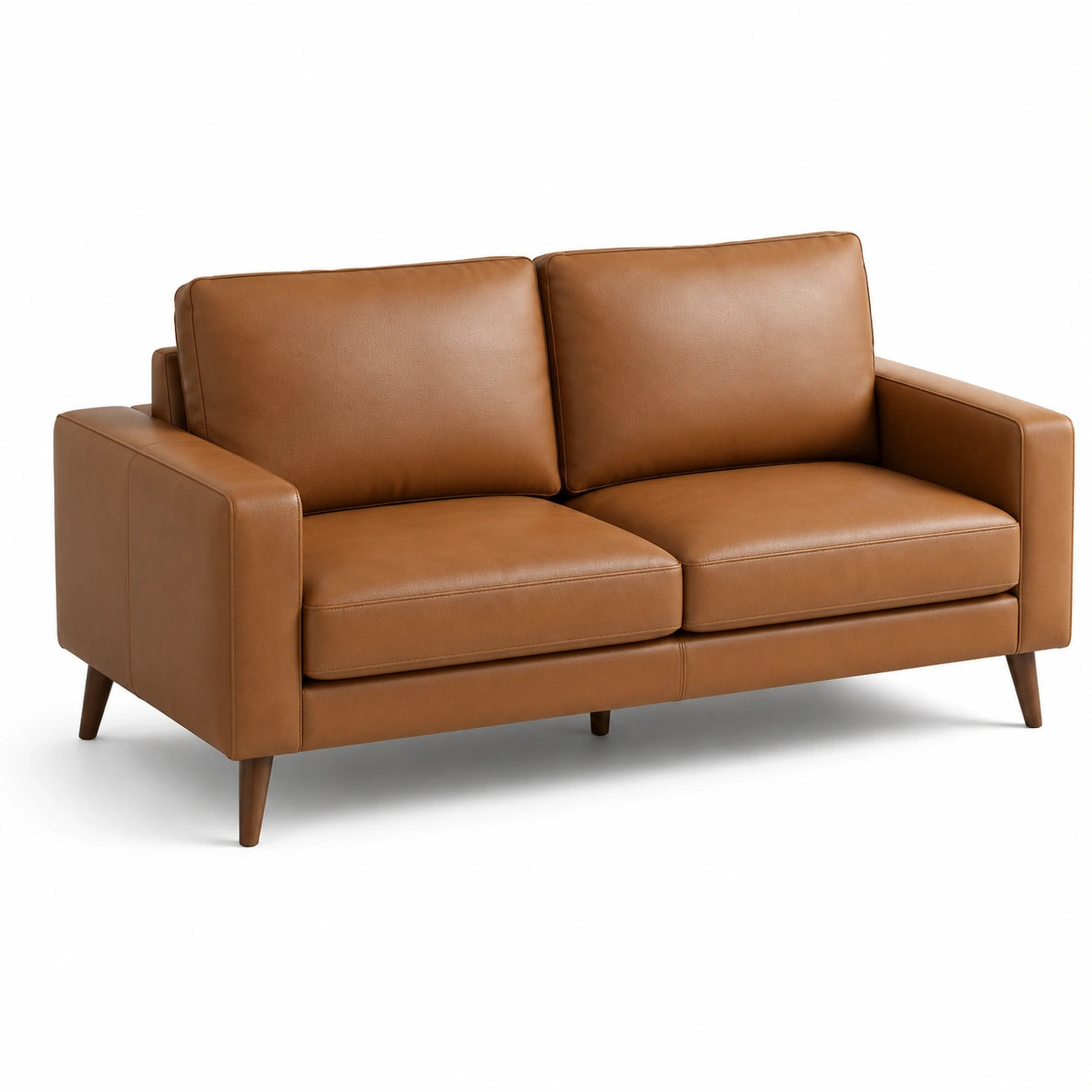 2-Sitzer Sofa Leder Braun mit Massivholzbeinen