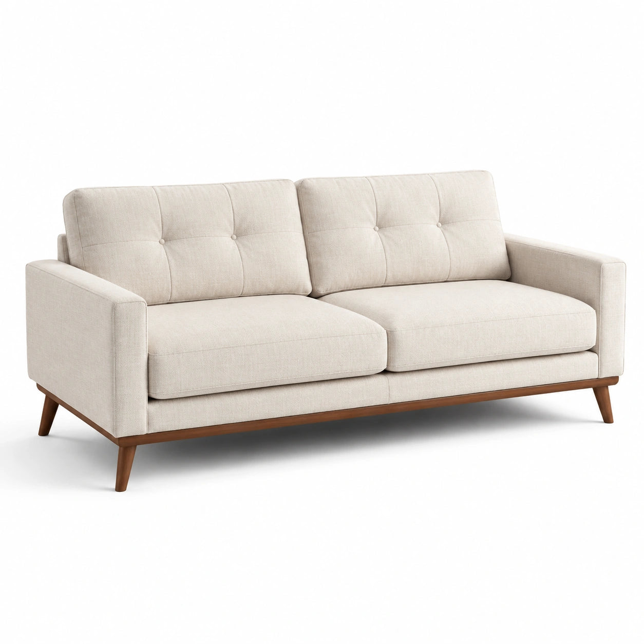 Zweisitzer-Sofa aus Stoff mit Holzrahmen Beige