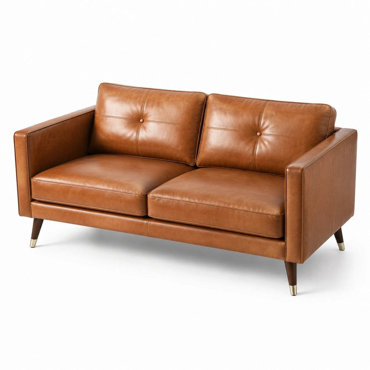 2-Sitzer Sofa aus PU-Leder, Braun