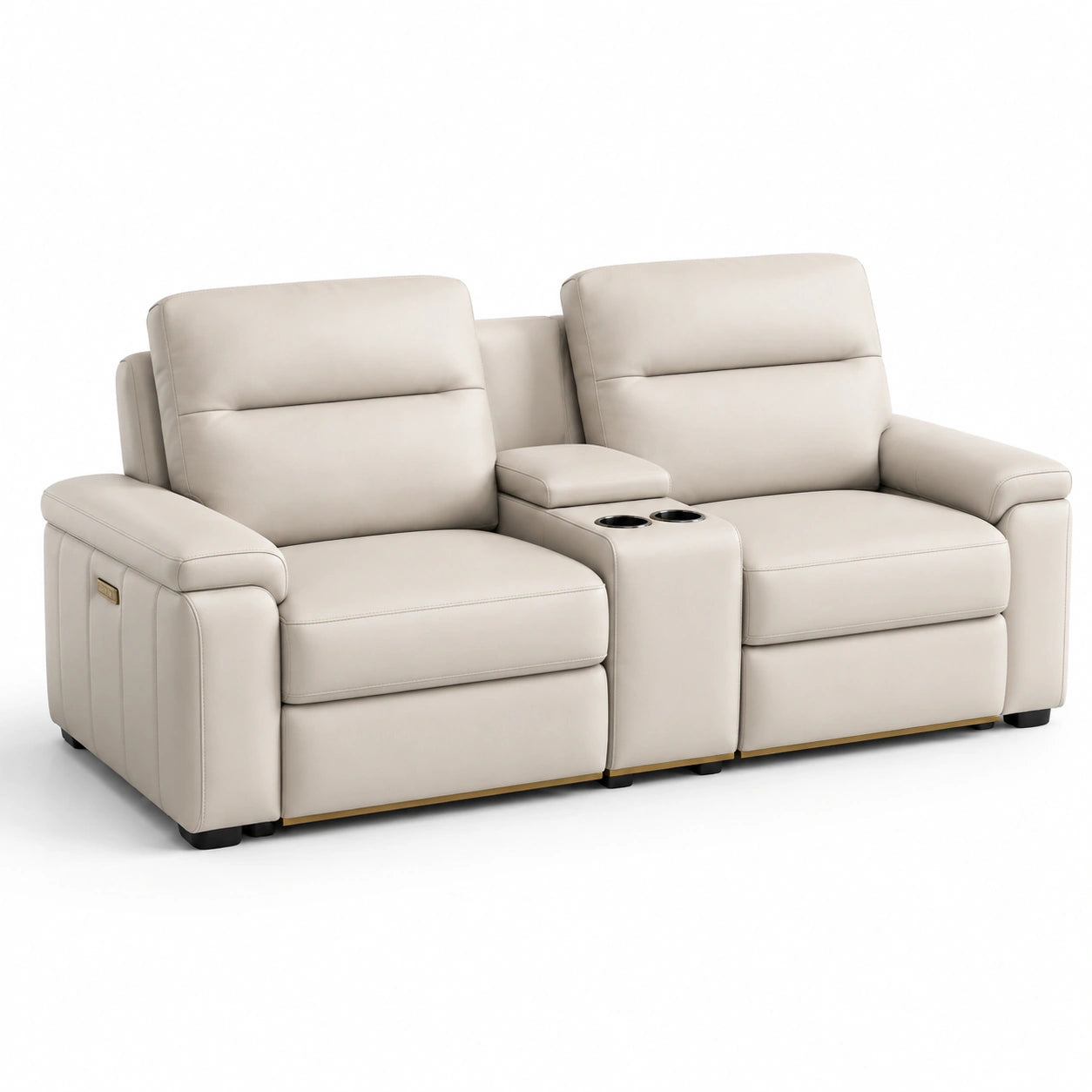 Zweisitzer Ledersofa Creme 150x100x90 cm