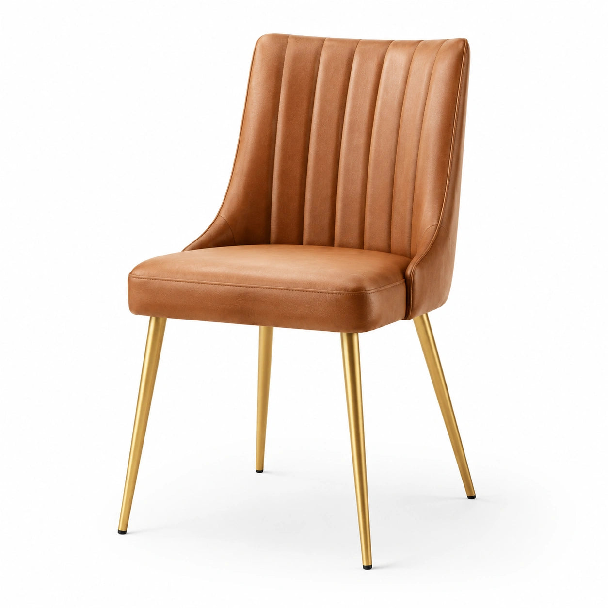 Esszimmerstuhl Leder Braun mit Metallbeinen Gold