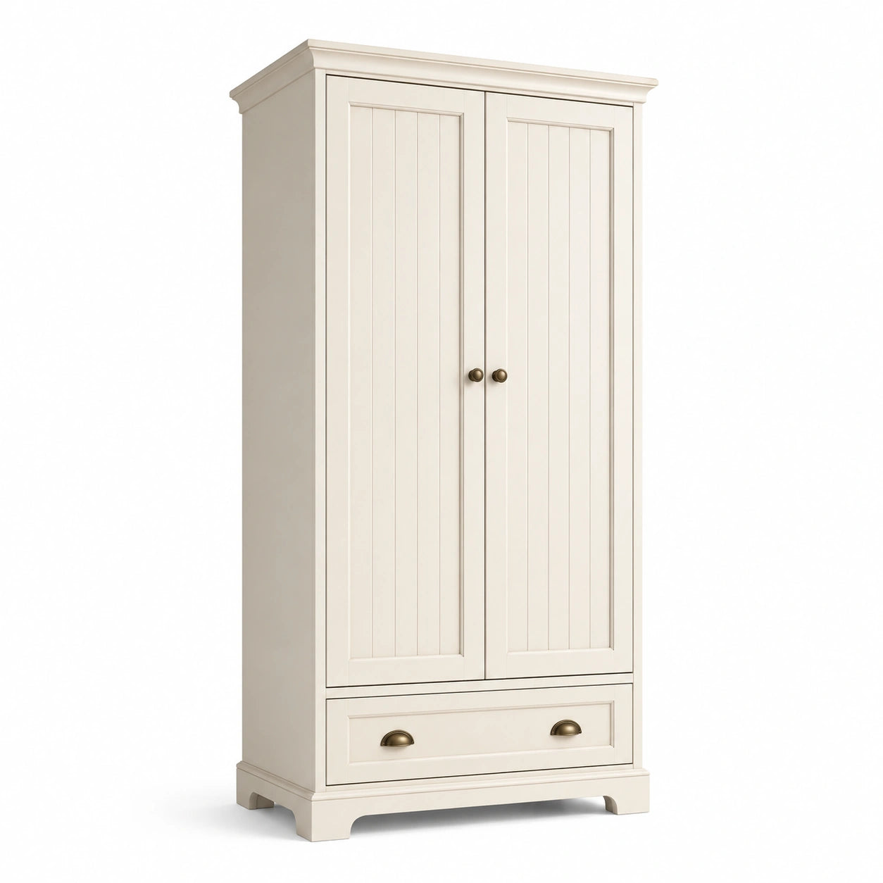 Kleiderschrank mit 2 Türen und Schublade Beige MDF 180cm x 80cm x 50cm