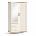Kleiderschrank mit Spiegeltür und Schubladen aus MDF Weiß 80x50x180 cm