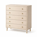 Kommode Eichenholz Messinggriffe Beige 80x50x110cm