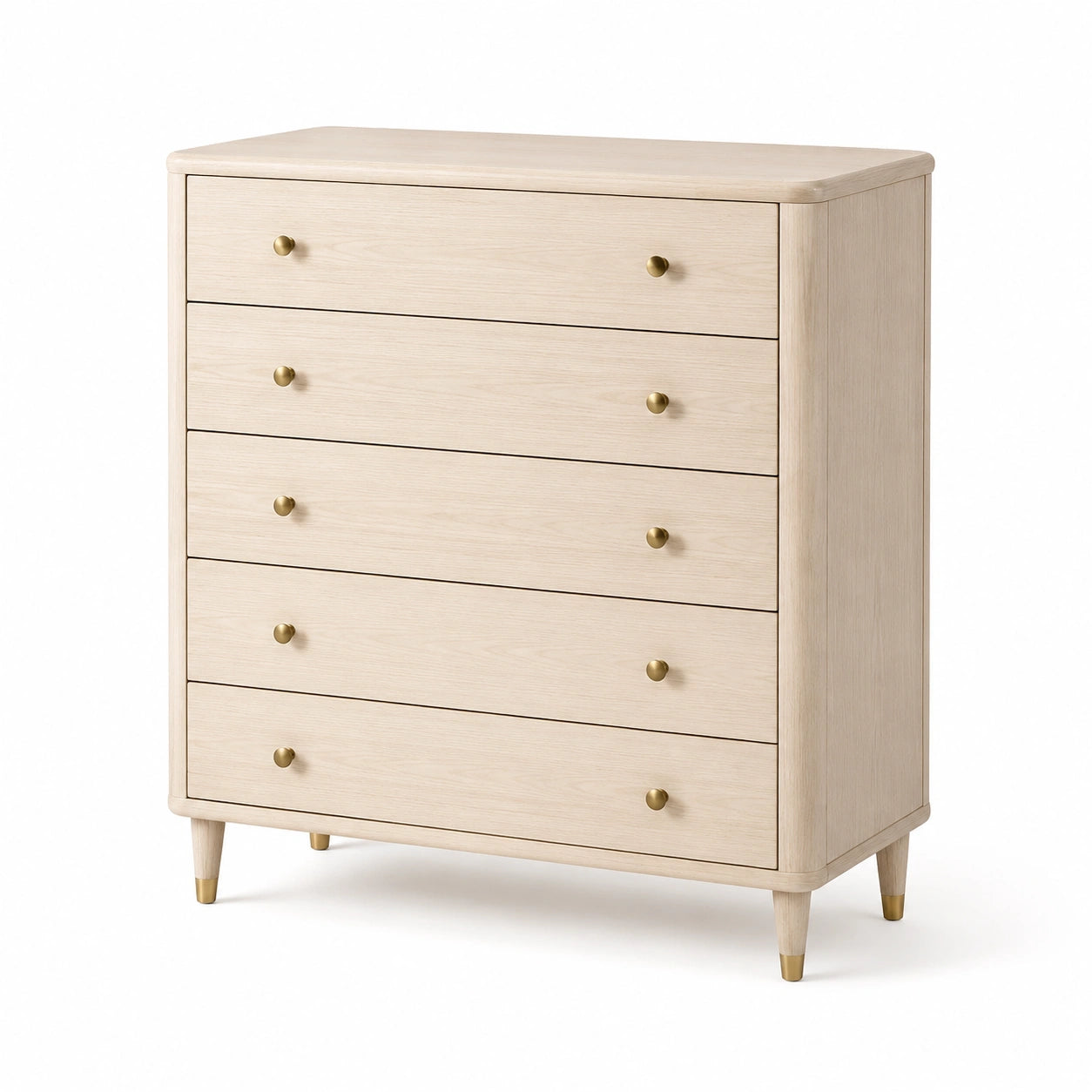 Kommode Eichenholz Messinggriffe Beige 80x50x110cm