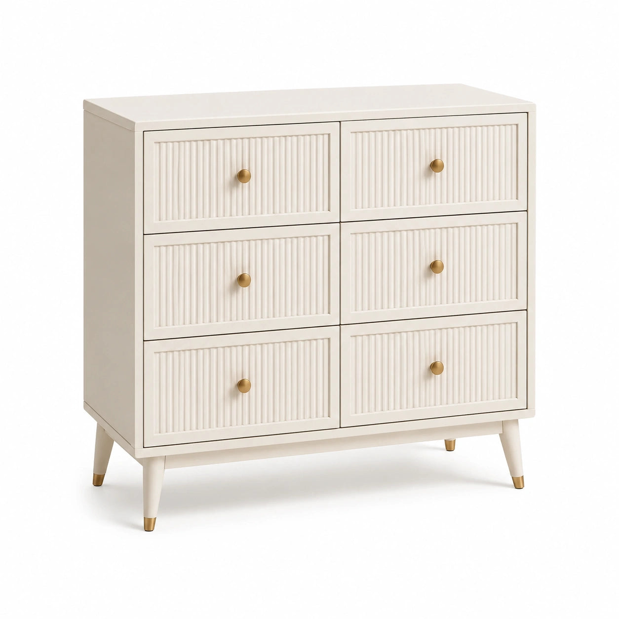 Beige Holzkommode mit 6 Schubladen