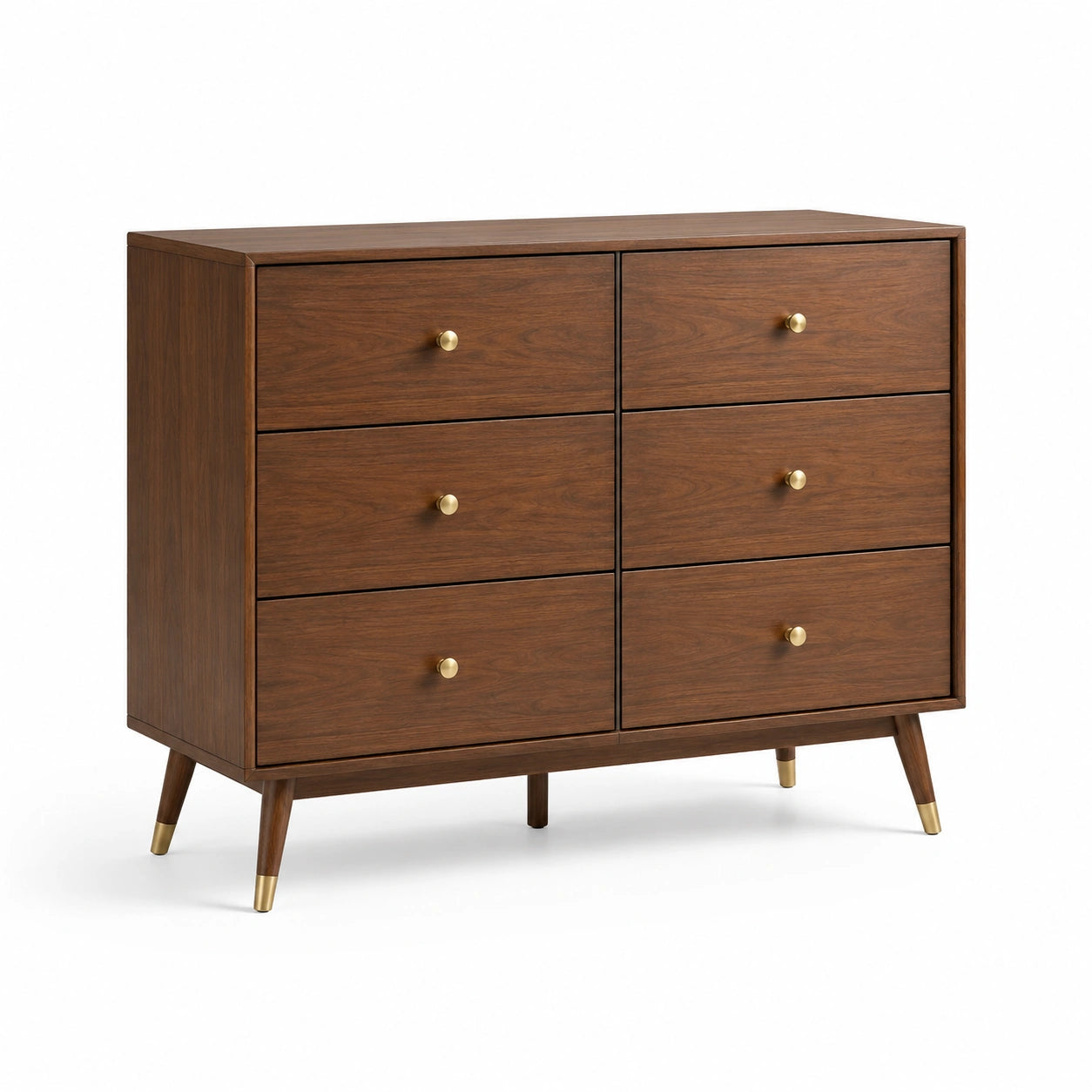 Holzkommode mit 6 Schubladen Nussbaum