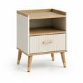 Nachttisch aus Holz mit Schublade und offenem Fach 50x40x60 cm Beige