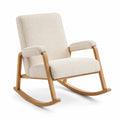 Schaukelstuhl aus Holz mit Bouclé-Stoff Beige