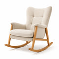 Schaukelstuhl aus Stoff mit Eichenrahmen Beige 95 cm